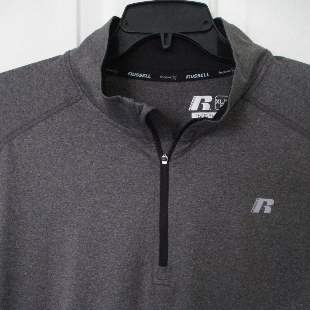 Russell dri-power 360 Mens L/S Gray Stretch 1/4 Zip Active Runner Top NWOT - XL